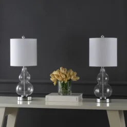 (Set Of 2) 22" Cora Classic Vintage Glass LED Table Lamp With USB Charging Port (Includes LED Light Bulb) - JONATHAN Y -Adesso Shop GUEST c92039ea 624f 436c a43c b2e67f7b8489