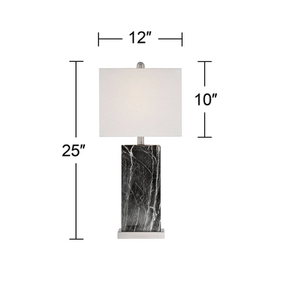 360 Lighting Connie Modern Table Lamps Set Of 2 25" High Black Faux Marble With USB Charging Ports White Rectangular Shade For Living Room House Desk 8 360 Lighting Connie Modern Table Lamps Set Of 2 25" High Black Faux Marble With USB Charging Ports White Rectangular Shade For Living Room House Desk - Image 8