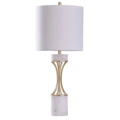 Abyaz Concave Metal Table Lamp With Marble Accent Drum Shade Gold - StyleCraft -Adesso Shop GUEST ca2fdc6a 4208 4ccd b709 472c71c89180