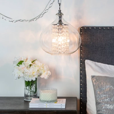 11.75" Faceted Crystal Glass Hanging Pendant - River Of Goods 1 11.75" Faceted Crystal Glass Hanging Pendant - River Of Goods