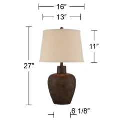 Regency Hill Glenn Rustic Farmhouse Table Lamps 27" Tall Set Of 2 Dark Terra Cotta Tapered Fabric Drum For Bedroom Living Room Bedside Nightstand Home -Adesso Shop GUEST ca520134 a906 4e2e ab36 5218c5c5dca4