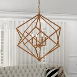 Modern Metal Chandelier With Link Style Chain Gold - Olivia & May 22 Modern Metal Chandelier With Link Style Chain Gold - Olivia & May -Adesso Shop GUEST ca9967c4 54ca 4b20 98c8 cc6d492c85d5
