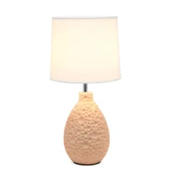 14.17" Traditional Ceramic Texture Thumbprint Tear Drop Table Desk Lamp With Tapered White Shade Pink - Creekwood Home -Adesso Shop GUEST caecaef5 d809 42b5 ab8a d3401c0d33ae