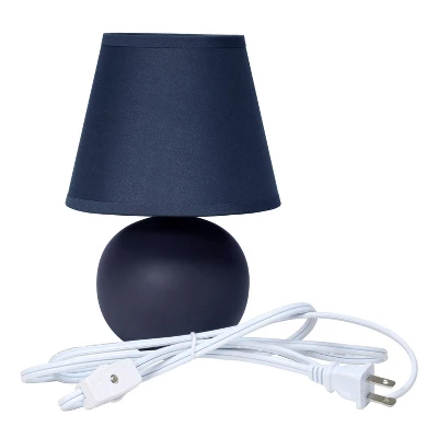 8.66" Petite Ceramic Orb Base Bedside Table Desk Lamp With Matching Tapered Drum Fabric Shade Blue - Creekwood Home 2 8.66" Petite Ceramic Orb Base Bedside Table Desk Lamp With Matching Tapered Drum Fabric Shade Blue - Creekwood Home - Image 2