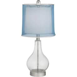360 Lighting Modern Accent Table Lamps 21.75" High Set Of 2 With USB Charging Port Clear Glass Blue Drum Shade For Living Room Desk Bedroom Office 13 360 Lighting Modern Accent Table Lamps 21.75" High Set Of 2 With USB Charging Port Clear Glass Blue Drum Shade For Living Room Desk Bedroom Office -Adesso Shop GUEST cb1207c2 1de8 43b8 ae37 7ca50bd3ada8