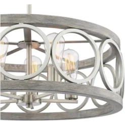 Franklin Iron Works Salima Brushed Nickel Gray Pendant Chandelier 21 1/4" Wide Farmhouse Rustic LED 5-Light Fixture For Dining Room Kitchen Island -Adesso Shop GUEST cbe5c618 c633 4179 8c01 2f40faf495d4