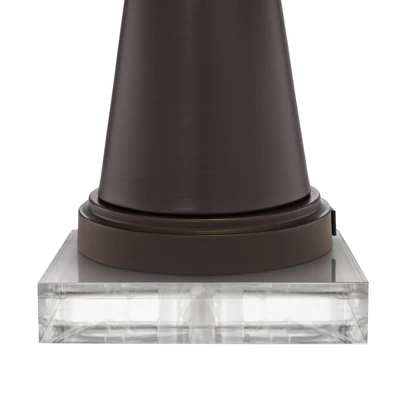 Franklin Iron Works Craig Rustic Farmhouse Table Lamps Set Of 2 With Square Risers 24 1/2" High Bronze With USB Charging Port Natural Shade For Desk 3 Franklin Iron Works Craig Rustic Farmhouse Table Lamps Set Of 2 With Square Risers 24 1/2" High Bronze With USB Charging Port Natural Shade For Desk - Image 3