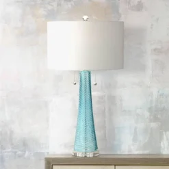 Possini Euro Design Modern Table Lamps 28.5" Tall Set Of 2 Light Sky Blue Fluted Glass White Drum Shade For Living Room Bedroom Office Family 14 Possini Euro Design Modern Table Lamps 28.5" Tall Set Of 2 Light Sky Blue Fluted Glass White Drum Shade For Living Room Bedroom Office Family -Adesso Shop GUEST cc70cf51 11c5 4293 86bb 9a8e958c559e