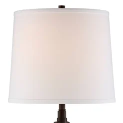 Franklin Iron Works Javier Industrial Table Lamp 24 1/2" High Bronze With USB Charging Port White Drum Shade For Bedroom Living Room Bedside Home Desk -Adesso Shop GUEST cc9fff94 7d2f 47a2 a94a a0ec569d39d6
