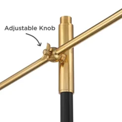 Possini Euro Design Modern Pharmacy Floor Lamp 54" Tall Matte Black Warm Gold Adjustable Metal Shade For Living Room Reading House -Adesso Shop GUEST cca0f308 245b 4e3f 9ac5 67ef66ca0dcb