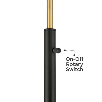 Possini Euro Design Modern Downbridge Floor Lamp 64" Tall Black Brass Metal Linen Drum Shade For Living Room Reading Bedroom Home 3 Possini Euro Design Modern Downbridge Floor Lamp 64" Tall Black Brass Metal Linen Drum Shade For Living Room Reading Bedroom Home - Image 3