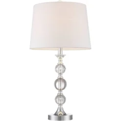360 Lighting Solange Modern Table Lamps 25" High Set Of 2 Stacked Crystal Glass Silver White Tapered Drum Shade For Bedroom Living Room Nightstand -Adesso Shop GUEST ccb53c4f 18df 400c b3f0 ff2747255eb7