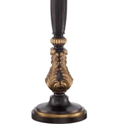 Barnes And Ivy Traditional Torchiere Floor Lamp 75" Tall Carved Wood Amber Glass Shade Foot Dimmer For Living Room Bedroom Office House -Adesso Shop GUEST ccdc7056 1270 48f0 bb30 d83aa287555e
