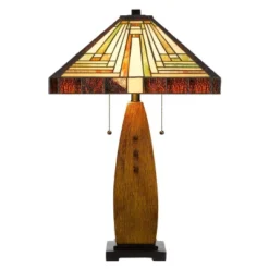 27" Resin Contemporary Mission Table Lamp With Tiffany Glass Shade - Cal Lighting