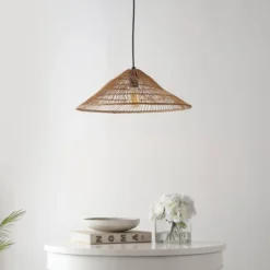 20.25" 1-Light Nova Farmhouse Coastal Rattan LED Pendant Brown - JONATHAN Y -Adesso Shop GUEST cd46b106 41c0 42f6 8c22 8e3ad38e6269