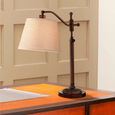 Regency Hill Downbridge Style Desk Table Lamp Adjustable Height 30.5" Tall Bronze Metal Tan Linen Look Shade For Living Room Bedroom Office 1 Regency Hill Downbridge Style Desk Table Lamp Adjustable Height 30.5" Tall Bronze Metal Tan Linen Look Shade For Living Room Bedroom Office