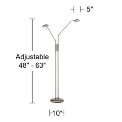 360 Lighting Casper Traditional Pharmacy Floor Lamp 63" Tall Brushed Nickel 2-Light LED Adjustable Arm Swivel Head For Living Room Bedroom -Adesso Shop GUEST ce1545ec 4306 4c45 aaa3 5569fa257a42