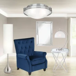 Possini Euro Design Mid Century Modern Floor Lamp 62" Tall Brushed Steel Droplet Cotton Cylinder Shade For Living Room Bedroom Office -Adesso Shop GUEST ce4f2d83 7df6 4f03 b35a 2bc1654651d8