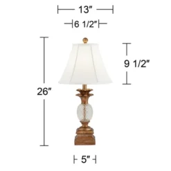 Regency Hill Kona Tropical Table Lamps 26" High Set Of 2 Bronzed Brass Glass With USB Charging Port White Fabric Bell For Bedroom Living Room Desk -Adesso Shop GUEST ced1380b bd92 4388 80e6 2aaa98471a00