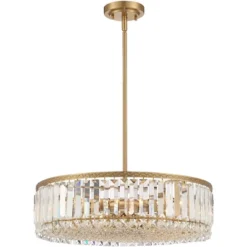 Stiffel Soft Gold Drum Pendant Chandelier 20 1/4" Wide Modern Clear Crystal 5-Light Fixture For Dining Room House Foyer Entryway -Adesso Shop GUEST cf4cbcbb a013 4521 85e3 0a410f80b842