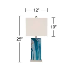 360 Lighting Connie Modern Table Lamps 25" High Set Of 2 Blue Faux Marble With USB Charging Ports LED White Shade For Bedroom Living Room House Desk -Adesso Shop GUEST d08add50 c60d 416a 8ee9 56db065cd09c