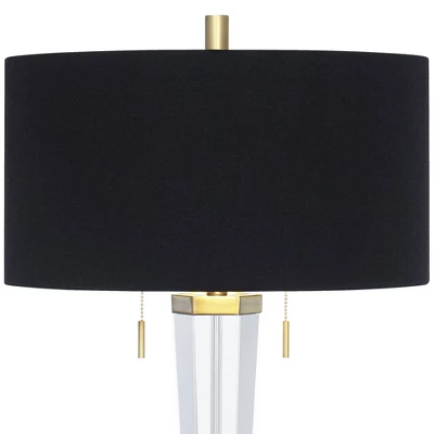 Vienna Full Spectrum Belle Modern Table Lamp 33 1/4" Tall Clear Crystal Glass Black Drum Shade For Bedroom Living Room Bedside Nightstand Office House 3 Vienna Full Spectrum Belle Modern Table Lamp 33 1/4" Tall Clear Crystal Glass Black Drum Shade For Bedroom Living Room Bedside Nightstand Office House - Image 3