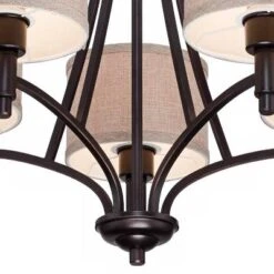 Franklin Iron Works La Pointe Oil Rubbed Bronze Pendant Chandelier 26" Wide Rustic Oatmeal Linen Shade 5-Light Fixture For Dining Room Kitchen Island -Adesso Shop GUEST d0f5ea52 82b7 4cff b305 4b7759ed5907