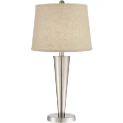 360 Lighting Geoff Modern Table Lamps 26" High Set Of 2 Brushed Nickel With USB Charging Port Cream Burlap Drum Shade For Bedroom Living Room Desk -Adesso Shop GUEST d117b070 aa32 4d77 ab0d e72e60631f1e