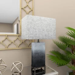 Polystone Table Lamp With Square Shade Gray - Olivia & May -Adesso Shop GUEST d16b131d ca2c 44b7 bd4c a855ccf1cef5