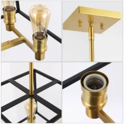 15" 4-Light Lloyd Farmhouse Industrial Iron LED Pendant Black/Brass Gold - JONATHAN Y -Adesso Shop GUEST d1d3bd90 8413 4fe6 ac8c 023f983beb1d
