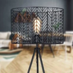 61" Ingrid Black Cage Shade Metal Tripod Floor Lamp - River Of Goods -Adesso Shop GUEST d22da71f 2a24 4626 80d0 b69020d465cd