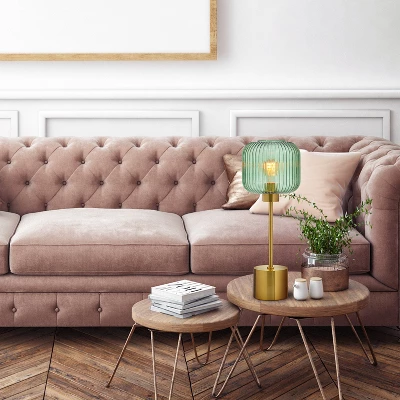 21" Jasmine Globe Shade Table Lamp Green - River Of Goods 4 21" Jasmine Globe Shade Table Lamp Green - River Of Goods - Image 4