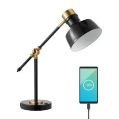 18.5" Allegra Farmhouse Adjustable Cantilever Task Lamp With USB Charging Port (Includes LED Light Bulb) - JONATHAN Y -Adesso Shop GUEST d32a152c 9c01 4ad6 b582 d885d0e2517b