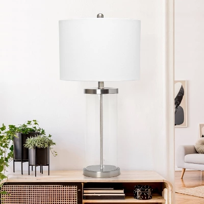 Entrapped Glass Table Lamp With Fabric Shade Brushed Nickel - Lalia Home 3 Entrapped Glass Table Lamp With Fabric Shade Brushed Nickel - Lalia Home - Image 3
