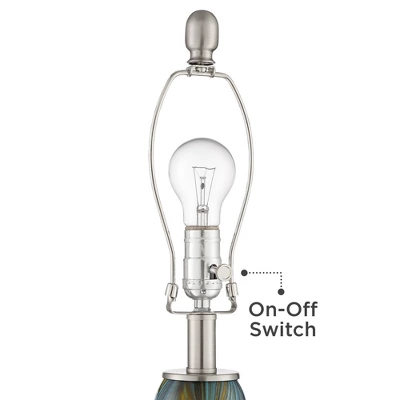 360 Lighting Azure Modern Table Lamps 29 1/2" Tall Set Of 2 Blue Brown Art Glass White Fabric Drum Shade For Bedroom Living Room Bedside Nightstand 3 360 Lighting Azure Modern Table Lamps 29 1/2" Tall Set Of 2 Blue Brown Art Glass White Fabric Drum Shade For Bedroom Living Room Bedside Nightstand - Image 3