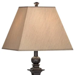 Regency Hill Traditional Floor Lamp 59" Tall Italian Bronze Taupe Faux Silk Square Hardback Shade For Living Room Reading Bedroom Office -Adesso Shop GUEST d394d7a2 37ff 438f b115 f8467c5b4b62