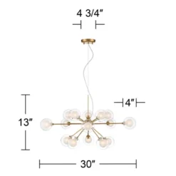 Possini Euro Design Spheres Antique Brass Chandelier 30" Wide Mid Century Modern Sputnik Glass Shade 15-Light Fixture For Dining Room Kitchen Island -Adesso Shop GUEST d4324c36 fce6 4a99 af43 c93a9b261a10
