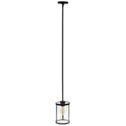 1-Light 9.25" Modern Farmhouse Adjustable Hanging Cylindrical Clear Glass Pendant Fixture With Metal Accent - Lalia Home -Adesso Shop GUEST d4388142 daff 42cc 8918 53a1e0b7a1b0