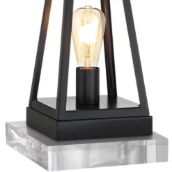 Franklin Iron Works Kacey Modern Table Lamps Set Of 2 With Square Risers 26 3/4" High Dark Metal USB Charging Port Nightlight Oatmeal Shade For Desk -Adesso Shop GUEST d4451264 73da 440c ae1f 1e294c41f023