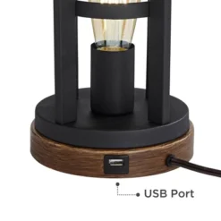 Franklin Iron Works Lucas Western Table Lamps 26" High Set Of 2 Bronze With USB Charging Port And Nightlight LED Drum Shade For Bedroom Bedside Desk -Adesso Shop GUEST d4533e46 b29c 4b14 a7e6 abceaae14065