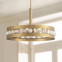 Stiffel Artyom Warm Gold Ring Pendant Chandelier 21 1/2" Wide Modern Clear Crystal Balls 4-Light Fixture For Dining Room House Foyer Kitchen Island