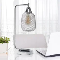 Industrial Mesh Desk Lamp Chrome - Lalia Home -Adesso Shop GUEST d4ad87ce fb42 4241 9ec8 34ea20a1a8d9