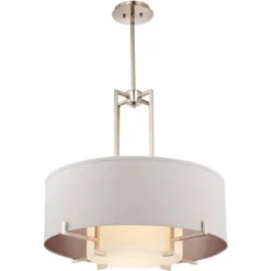 Possini Euro Design Concentric Brushed Nickel Pendant Chandelier 28" Wide Modern White Fabric Drum 4-Light For Dining Room House Foyer Kitchen Island -Adesso Shop GUEST d4c77281 50a1 44c9 8668 6236f1916b0c