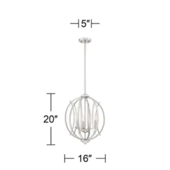 Possini Euro Design Spherical Brushed Nickel Pendant Chandelier 16" Wide Modern Orb 3-Light Fixture For Dining Room House Foyer Kitchen Island Bedroom -Adesso Shop GUEST d4c94ad7 a94d 4ba7 9f4d ae1100b106f0
