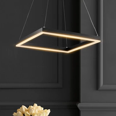 15.75" LED Nero Square Contemporary Metal Pendant Black - JONATHAN Y 1 15.75" LED Nero Square Contemporary Metal Pendant Black - JONATHAN Y