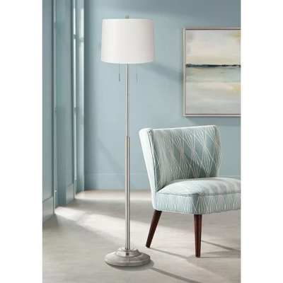 360 Lighting Abba Modern Floor Lamp Standing 66" Tall Brushed Nickel Silver White Hardback Tapered Drum Shade For Living Room Bedroom Office House 1 360 Lighting Abba Modern Floor Lamp Standing 66" Tall Brushed Nickel Silver White Hardback Tapered Drum Shade For Living Room Bedroom Office House