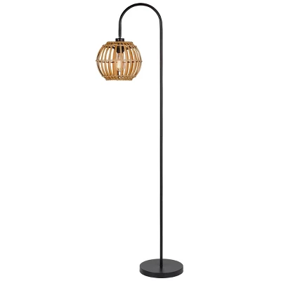 62.5' Metal Floor Lamp With Bamboo Shade Black - Cal Lighting 2 62.5' Metal Floor Lamp With Bamboo Shade Black - Cal Lighting - Image 2