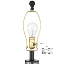 360 Lighting Hudson Rustic Accent Table Lamps 23" High Set Of 2 Bronze Clear Glass USB Charging Port Drum Shade For Bedroom Living Room Bedside Desk -Adesso Shop GUEST d61766ee 407d 45d1 8d32 45f369c4d5b5