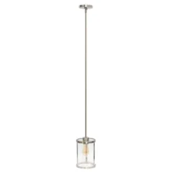 1-Light 9.25" Modern Farmhouse Adjustable Hanging Cylindrical Clear Glass Pendant Fixture With Metal Accent - Lalia Home -Adesso Shop GUEST d6f83478 2664 4553 b6dd b6d4e8f52b1d