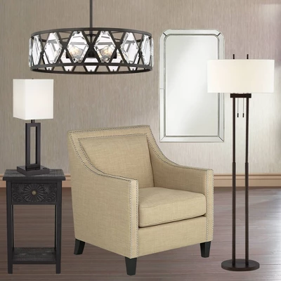 Franklin Iron Works Roscoe Modern Floor Lamp Standing 62" Tall Oil Rubbed Bronze Twin Pole White Drum Shade For Living Room Bedroom Office House Home 8 Franklin Iron Works Roscoe Modern Floor Lamp Standing 62" Tall Oil Rubbed Bronze Twin Pole White Drum Shade For Living Room Bedroom Office House Home - Image 8